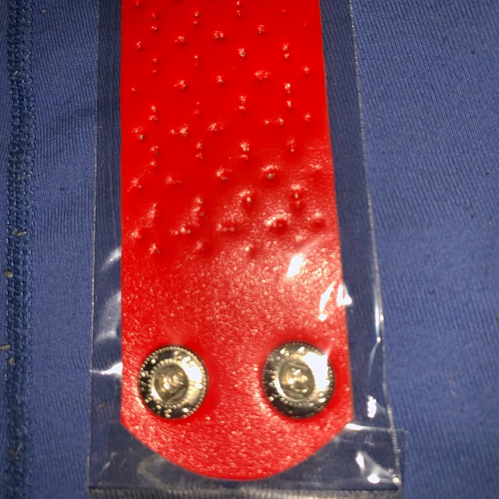 Red Leather Studded Bracelet - Picture 6 of 6